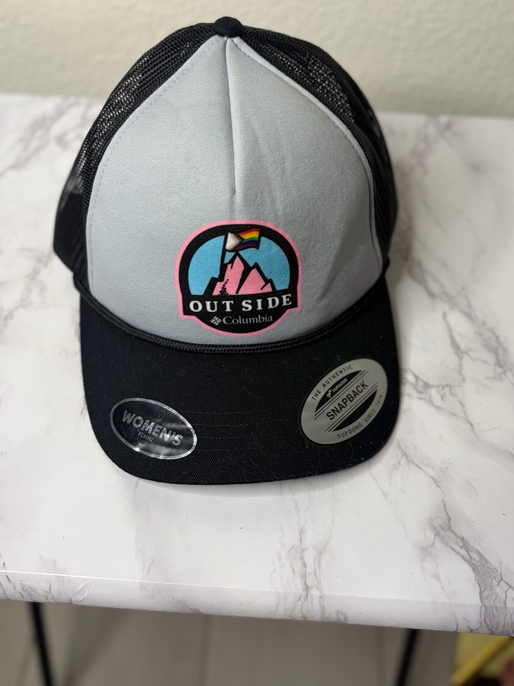 Columbia Kids' Outside Trucker Hat - Gray and Black with Multicolor Patch
